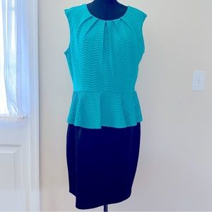 NWOT Turquoise Black Peplum Dress